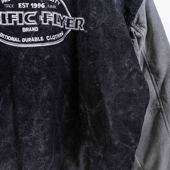 Pacific Flyer Embroidered Varsity Jacket Faux Suede XXL VTG 90s Streetwear - Picture 16 of 16